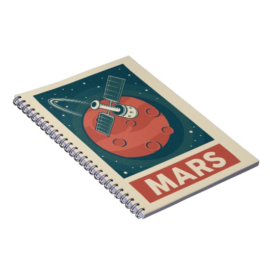 Mars Retro Galaxy Satellite Notitieboek (Rechterzijde)