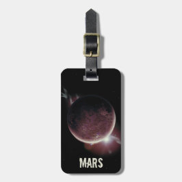Mars-rode planeet 3d universum ruimteillustratie bagagelabel