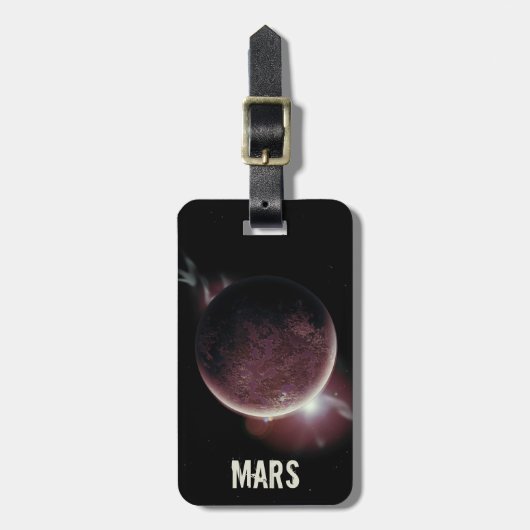 Mars-rode planeet 3d universum ruimteillustratie bagagelabel (Voorkant verticaal)