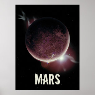 Mars-rode planeet 3d universum ruimteillustratie poster
