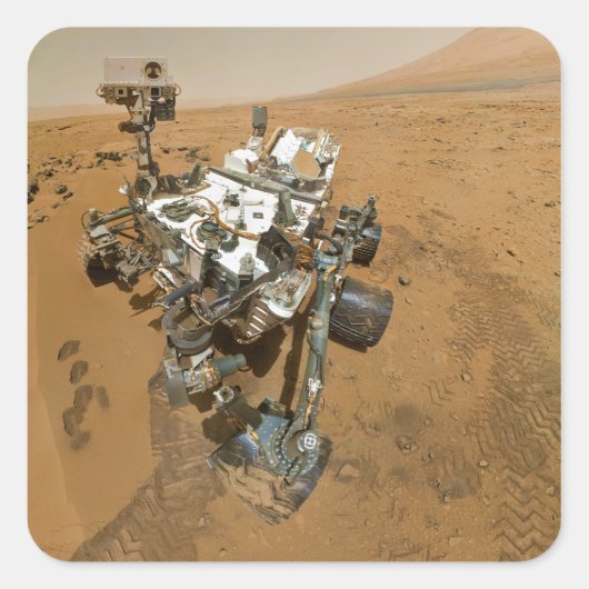 Mars Rover Nieuwsgierigheid bij Rocknest Vierkante Sticker (Voorkant)