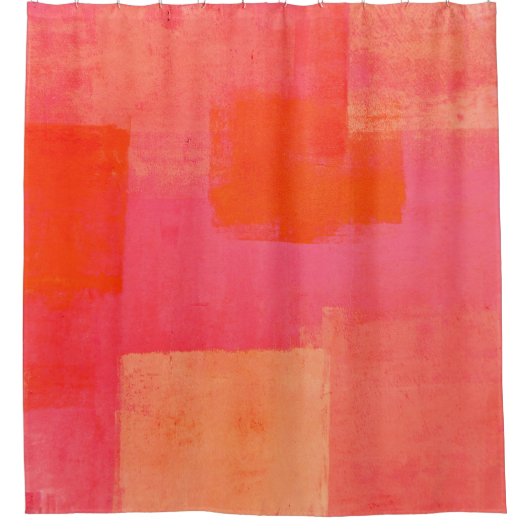 'Mars' roze en Oranje Abstracte kunst Douchegordijn (Voorkant)