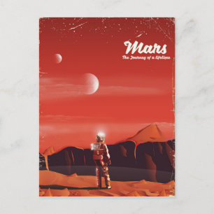Mars Science fiction vintage poster Briefkaart