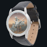 Mars Science Laboratory Curiosity Rover. 4 Horloge<br><div class="desc">Cadeau Artistiek concept van Mars Science Laboratory Curiosity rover, een mobiele robot voor het onderzoeken van Mars' vermogen om microbieel leven op peil te houden. In dit afbeelding onderzoekt de rover een rots op Mars met een set gereedschappen aan het uiteinde van de arm van de rover, die ongeveer 7...</div>