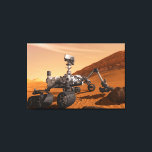 Mars Science Laboratory Curiosity Rover. Canvas Afdruk<br><div class="desc">Het concept van Mars Science Laboratory Curiosity rover is een mobiele robot die het cadeau van Mars onderzoekt. In dit afbeelding onderzoekt de rover een rots op Mars met een set gereedschappen aan het uiteinde van de arm van de rover, die ongeveer 7 voet uitstrekt. Twee instrumenten op de arm...</div>