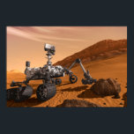 Mars Science Laboratory Curiosity Rover. Poster<br><div class="desc">Het concept van Mars Science Laboratory Curiosity rover is een mobiele robot die het cadeau van Mars onderzoekt. In dit afbeelding onderzoekt de rover een rots op Mars met een set gereedschappen aan het uiteinde van de arm van de rover, die ongeveer 7 voet uitstrekt. Twee instrumenten op de arm...</div>