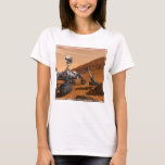 Mars Science Laboratory Curiosity Rover. T-shirt<br><div class="desc">Het concept van Mars Science Laboratory Curiosity rover is een mobiele robot die het cadeau van Mars onderzoekt. In dit afbeelding onderzoekt de rover een rots op Mars met een set gereedschappen aan het uiteinde van de arm van de rover, die ongeveer 7 voet uitstrekt. Twee instrumenten op de arm...</div>