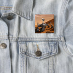 Mars Science Laboratory Curiosity Rover. Vierkante Button 5,1 Cm<br><div class="desc">Het concept van Mars Science Laboratory Curiosity rover is een mobiele robot die het cadeau van Mars onderzoekt. In dit afbeelding onderzoekt de rover een rots op Mars met een set gereedschappen aan het uiteinde van de arm van de rover, die ongeveer 7 voet uitstrekt. Twee instrumenten op de arm...</div>