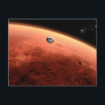 Mars Science Laboratory nadert Mars. Briefkaart<br><div class="desc">Artistiek concept van Mars Science Laboratory ruimtesonde nadert Mars. De Curiosity rover is veilig verstopt in de aeroshell van het ruimtevaartuig.</div>
