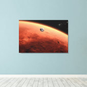 Mars Science Laboratory nadert Mars. Canvas Afdruk (Insitu (Houten vloer))
