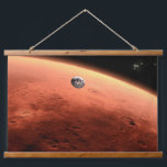Mars Science Laboratory nadert Mars. Hangend Wandkleed<br><div class="desc">Artistiek concept van Mars Science Laboratory ruimtesonde nadert Mars. De Curiosity rover is veilig verstopt in de aeroshell van het ruimtevaartuig.</div>