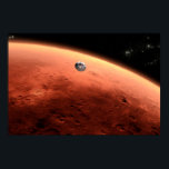 Mars Science Laboratory nadert Mars. Poster<br><div class="desc">Artistiek concept van Mars Science Laboratory ruimtesonde nadert Mars. De Curiosity rover is veilig verstopt in de aeroshell van het ruimtevaartuig.</div>