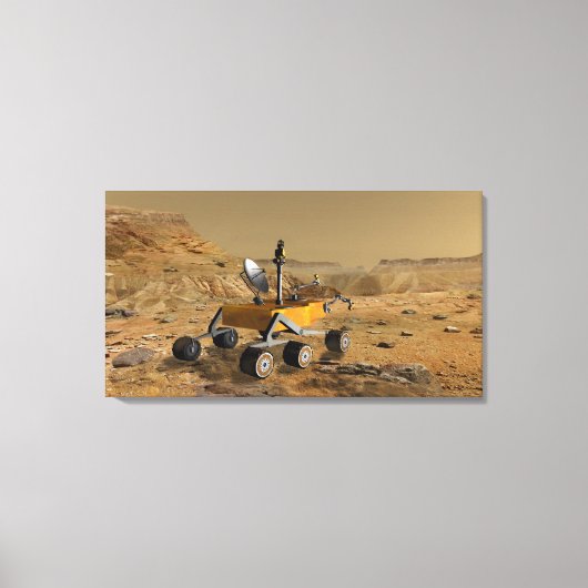 Mars Science Laboratory reist nabij een canyon Canvas Afdruk (Voorkant)