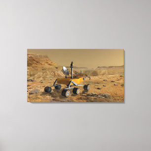 Mars Science Laboratory reist nabij een canyon Canvas Afdruk