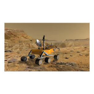 Mars Science Laboratory reist nabij een canyon Foto Afdruk