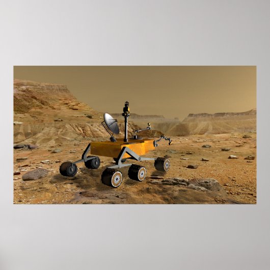 Mars Science Laboratory reist nabij een canyon Poster (Voorkant)