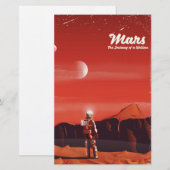 Mars Sciencefiction vintage reisposter Briefpapier (Voorkant / Achterkant)