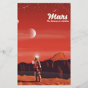 Mars Sciencefiction vintage reisposter Briefpapier
