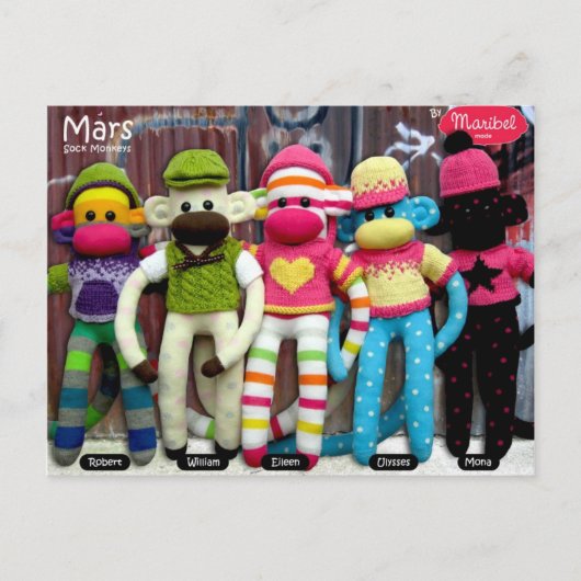 Mars Sock Monkey Post Card - Graffiti Briefkaart (Voorkant)