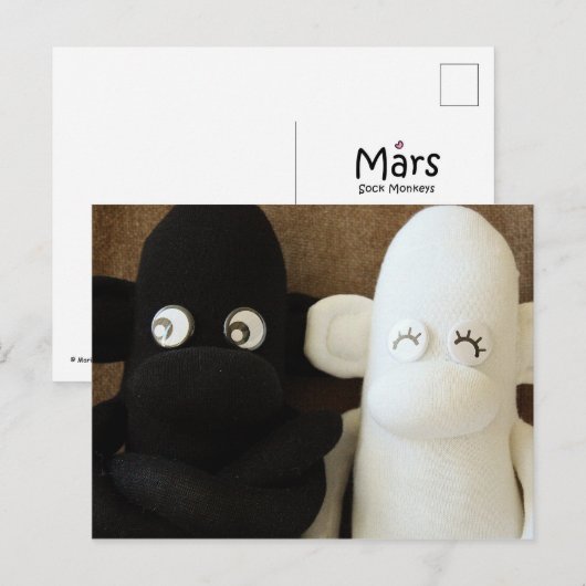 Mars Sock Monkey Post Card - Herman & Lily Briefkaart (Voorkant / Achterkant)