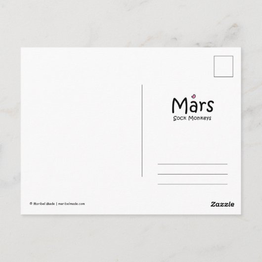 Mars Sock Monkey Post Card - Isis Briefkaart (Achterkant)