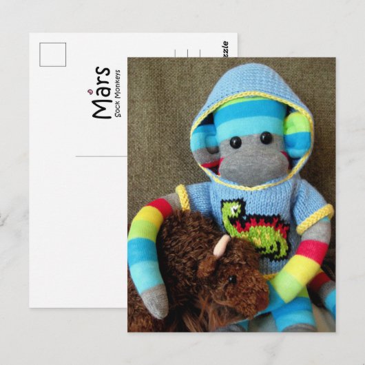 Mars Sock Monkey Post Card - Jed Briefkaart (Voorkant / Achterkant)