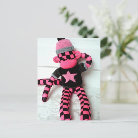 Mars Sock Monkey Post Card - Monique Briefkaart (Staand voorkant)