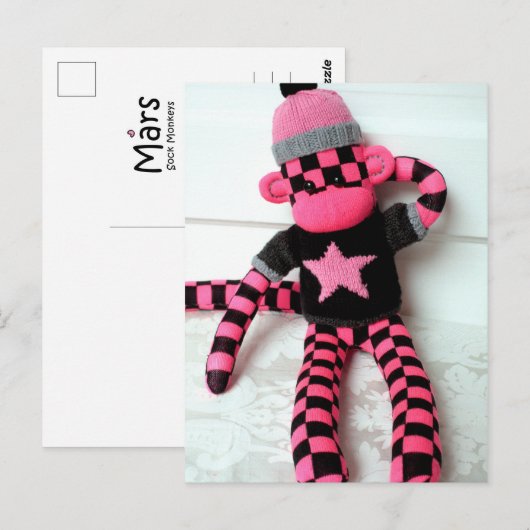 Mars Sock Monkey Post Card - Monique Briefkaart (Voorkant / Achterkant)