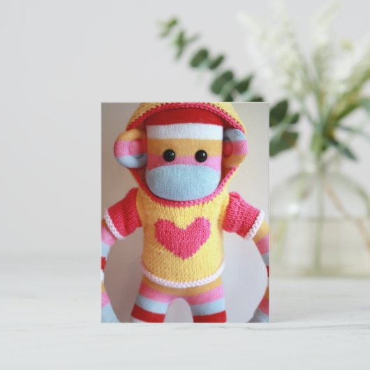 Mars Sock Monkey Post Card - Samantha Briefkaart (Staand voorkant)