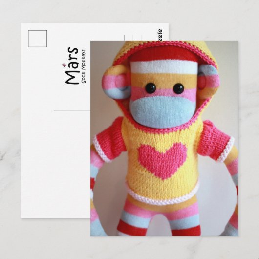 Mars Sock Monkey Post Card - Samantha Briefkaart (Voorkant / Achterkant)