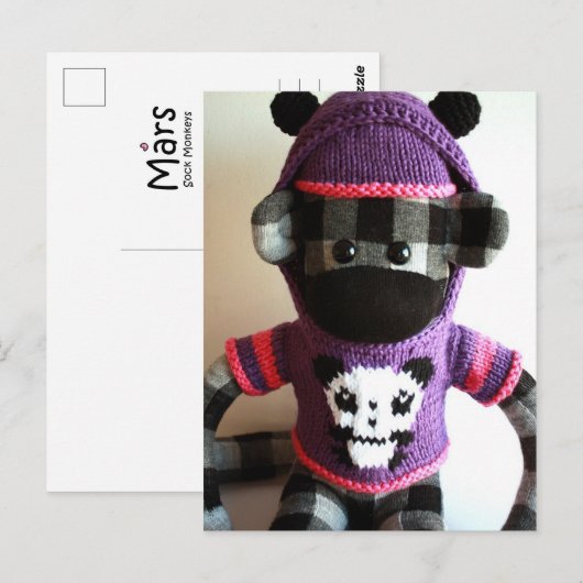 Mars Sock Monkey Post Card - Yuki Briefkaart (Voorkant / Achterkant)