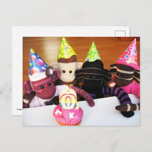 Mars Sock Monkey Post Kaart - Verjaardag (Voorkant / Achterkant)