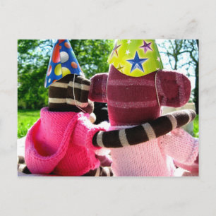 Mars Sock Monkey Post Kaart - Verjaardag