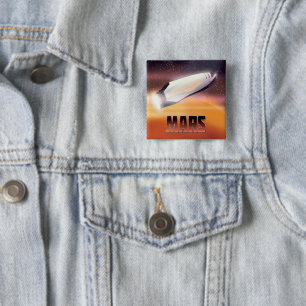 Mars Space poster Vierkante Button 5,1 Cm