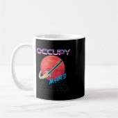 Mars Space Rocket Synthwave Outrun Retro Koffiemok (Links)