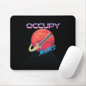 Mars Space Rocket Synthwave Outrun Retro Muismat (Met muis)