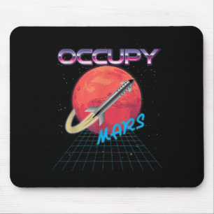 Mars Space Rocket Synthwave Outrun Retro Muismat