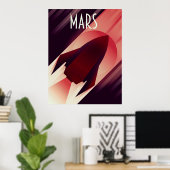Mars Starship Art Deco Ruimtekunst Poster (Thuiskantoor)