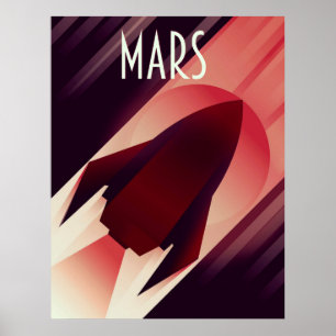Mars Starship Art Deco Ruimtekunst Poster