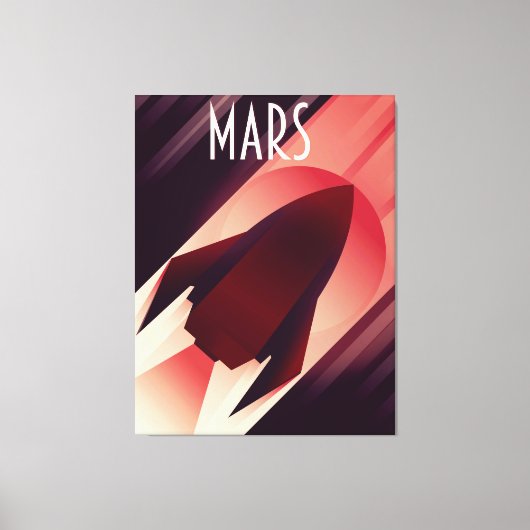 Mars Sterrenschip Art Deco Ruimtekunst Canvas Afdruk (Voorkant)