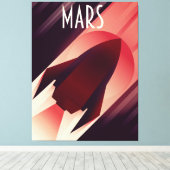 Mars Sterrenschip Art Deco Ruimtekunst Canvas Afdruk (Insitu (Houten vloer))