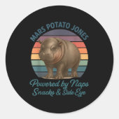 Mars Tato Jones Wered By Naps Snacks Side Eye Retr Ronde Sticker (Voorkant)