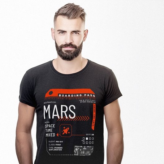 Mars Time Travel Ticket Boarding Pass T-shirt