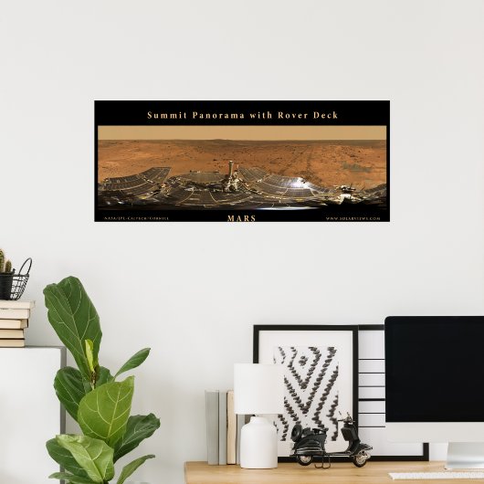 Mars-top Panorama met Rover Deck Poster (Thuiskantoor)