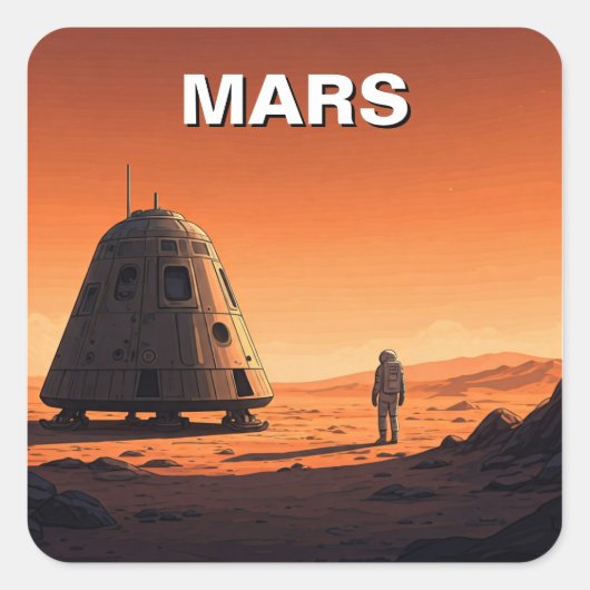 Mars Travel Vierkante Sticker (Voorkant)