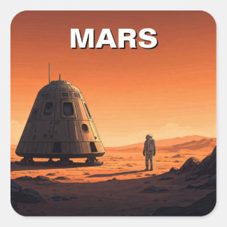 Mars Travel Vierkante Sticker