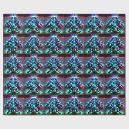 Mars van de Neon Schildpadden Cadeaupapier (Vlak)