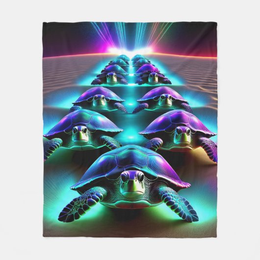 Mars van de Neon Schildpadden Fleece Deken (Voorkant)