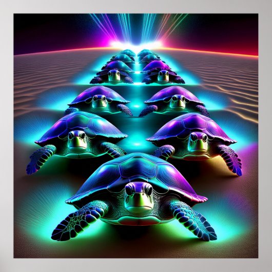 Mars van de Neon Schildpadden Poster (Voorkant)