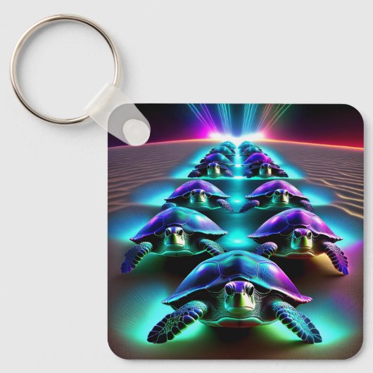 Mars van de Neon Turtles Sleutelhanger (Voorkant)